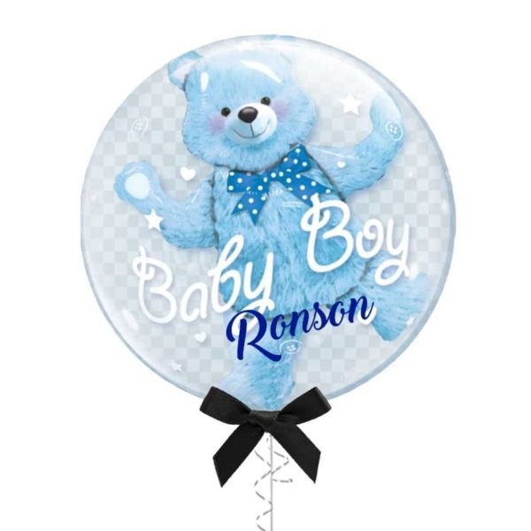 Baby boy Blue Teddy Bear Bubble Balloon