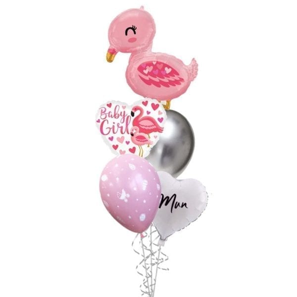 Baby Girl Blue Flamingo Balloon Bouquet