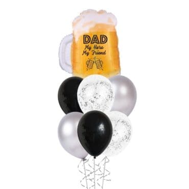 Dad my hero my friend balloon bouquet silver