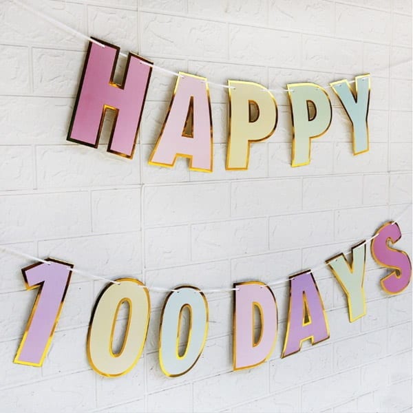 Happy 100 Days Macaron Paper Bunting