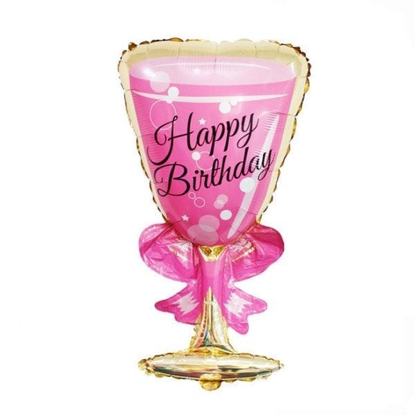 happy birthday princess wine glass balloon