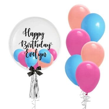 24" Personalized Solid Helium Balloon with Side Bouquet