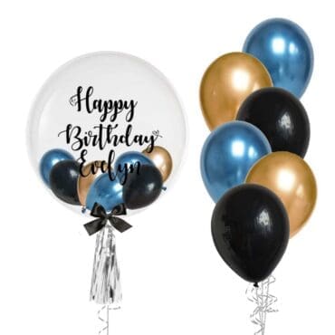 24" Personalized Chrome Helium Balloon with Side Bouquet