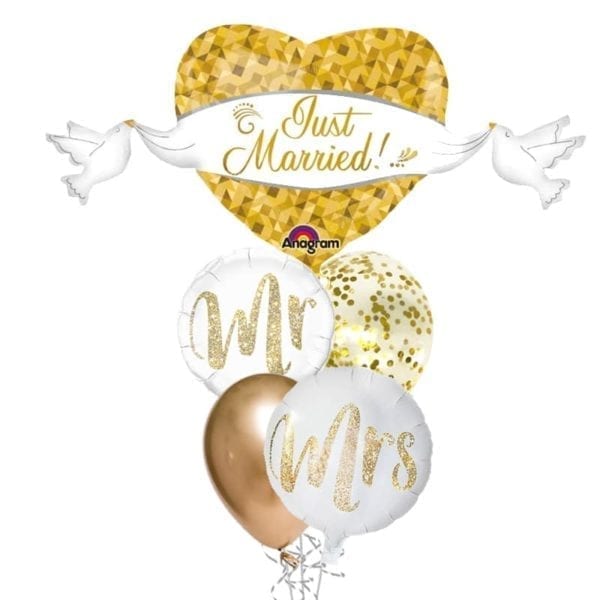 Just Married Dove Balloon Bouquet