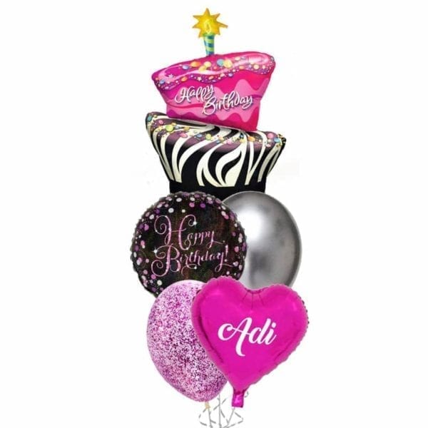 Curvy Birthday Cake Balloon Bouquet