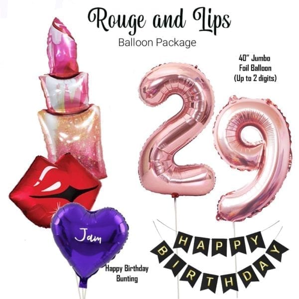 Rouge and lips balloon package