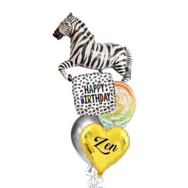 Zebra Birthday Balloon Bouquet
