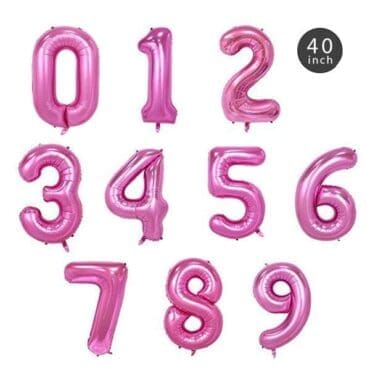 40 Inch Pink Number Foil Balloons 0-9