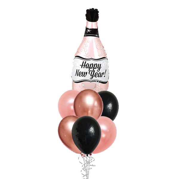 New Year Rose Gold Bottle Balloon Bouqet