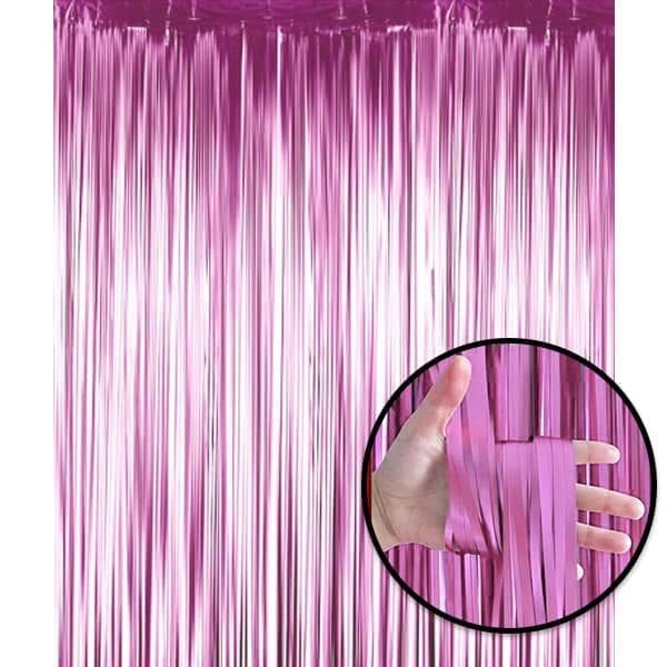 Metallic Pink Party Backdrop Tassel Foil Curtain