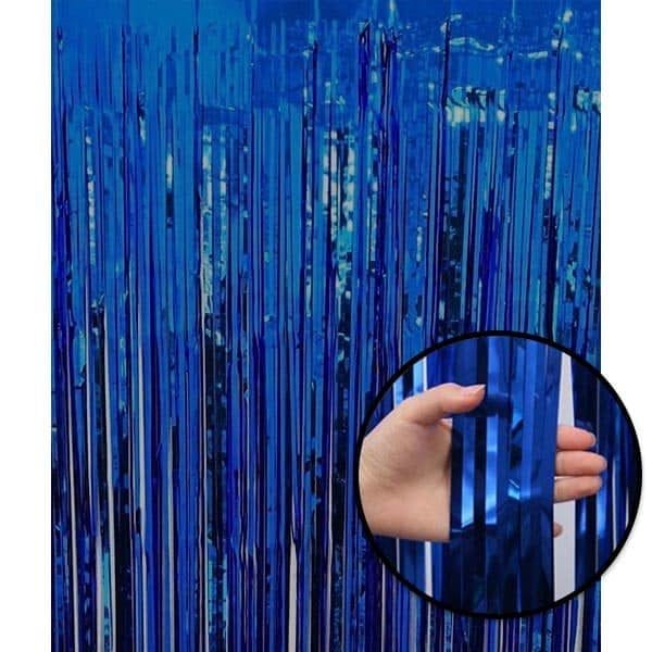 Shiny Backdrop Tassel Blue Party Foil Curtain