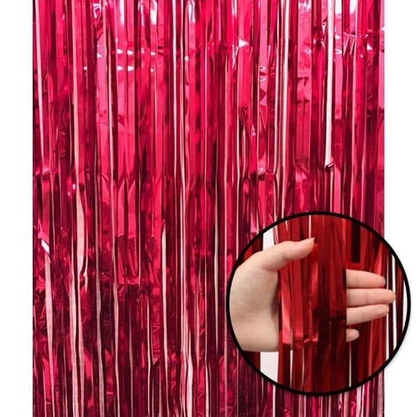 Shiny Backdrop Tassel Red Party Foil Curtain