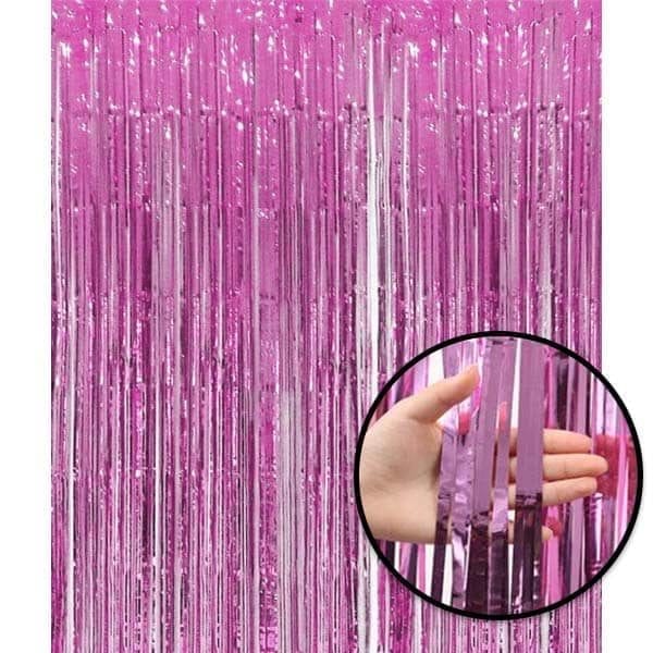 Shiny Backdrop Tassel Pink Party Foil Curtain