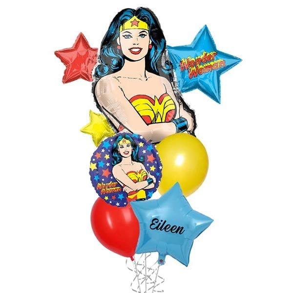 Wonderwoman Birthday Helium Balloon Bouquet