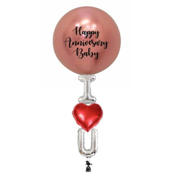 customize Rose Gold balloon with i love u letter