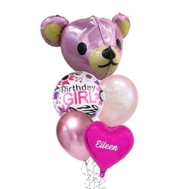 Rila Pink Bear Birthday Balloon Bouquet