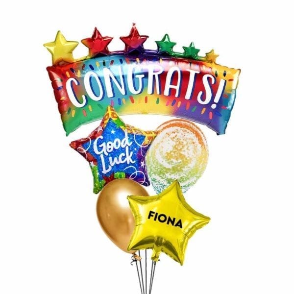 Congrats Rainbow Star Balloon Bouquet