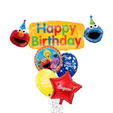 Sesame Street Elmo Cookie Monster Birthday Balloon Bouquet