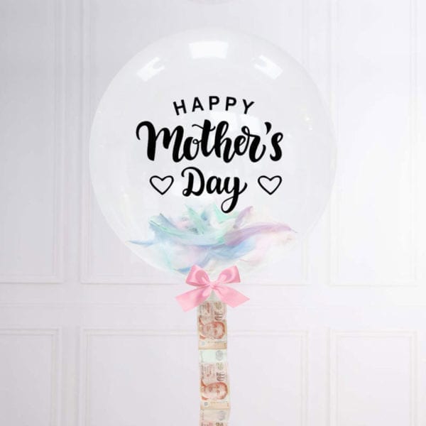 Mother's Day Money Surprise Balloon with Pastel Feathers