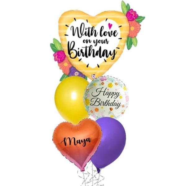 With Love and Flowers Birthday Balloon Bouquet