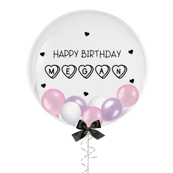 24" Personalised Candy Hearts Birthday Balloon with Mini Balloons
