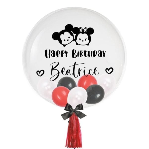 24" Personalised Cute Mickey & Minnie Birthday Balloon with Mini Balloons