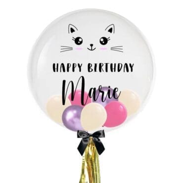24" Personalised Pretty Birthday Kitty Balloon with Mini Balloons