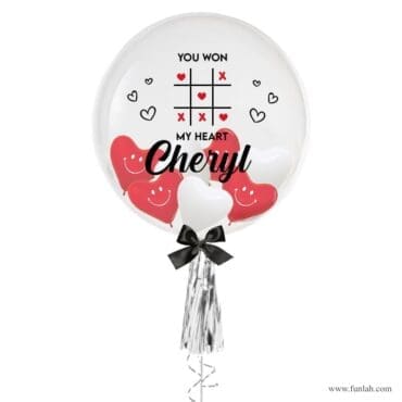 24" Personalised Won My Heart Balloon with Mini Smiley Heart Balloons