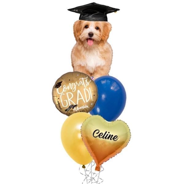 Grad Puppy Balloon Bouquet