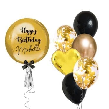 Gold ORBZ with Heart Side Bouquet