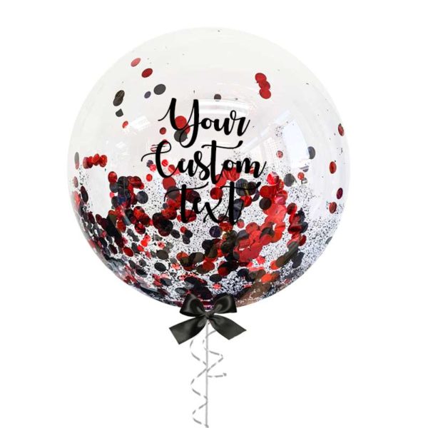 24in Black Red Mix Confetti Customize Balloon