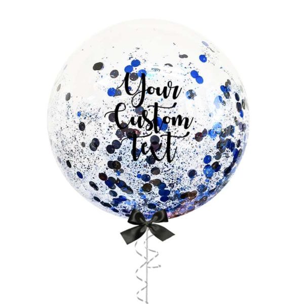 24in Blue Black Mix Confetti Customize Balloon