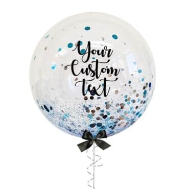 24in Light Blue-Silver Mix Confetti Customize Balloon