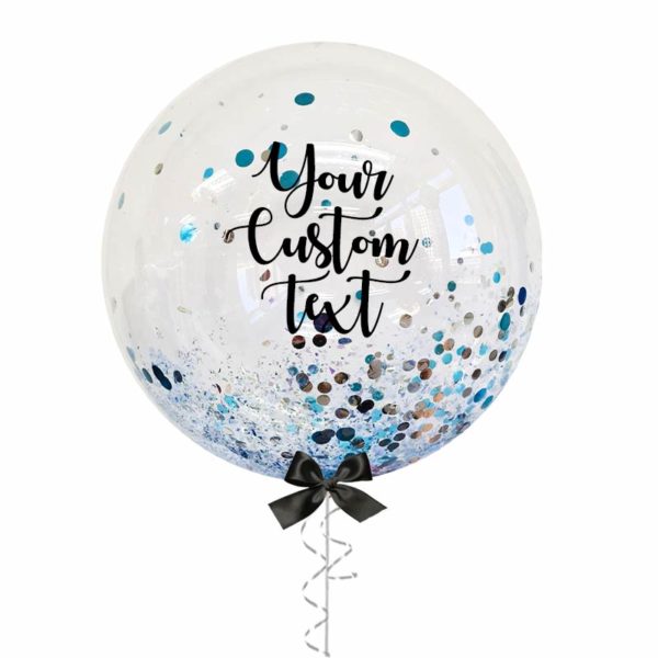 24in Light Blue-Silver Mix Confetti Customize Balloon