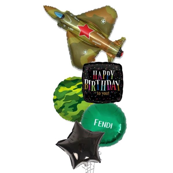 Military Jet Fighter Birthday Balloon Bouquet