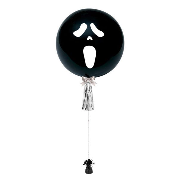 36 inch Ghost Face jumbo helium balloon black with tassel