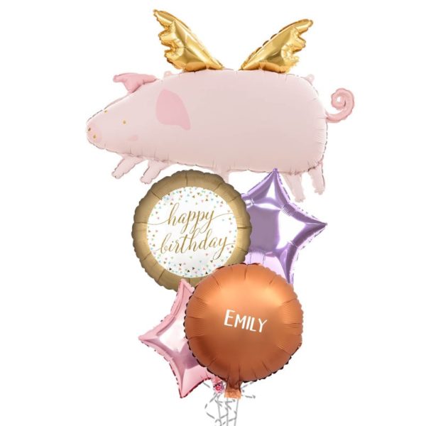 Flying Pig Birthday Balloon Bouquet