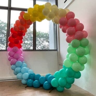 Rainbow Balloon round frame