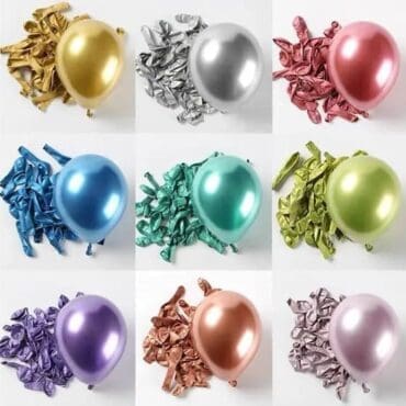 12" Inch Chrome Balloon (Flat packaging, Uninflated) 10 Pcs