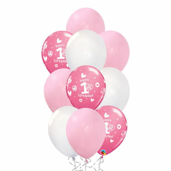 Pink-Baby's-First-Birthday-Balloon-Bouquet