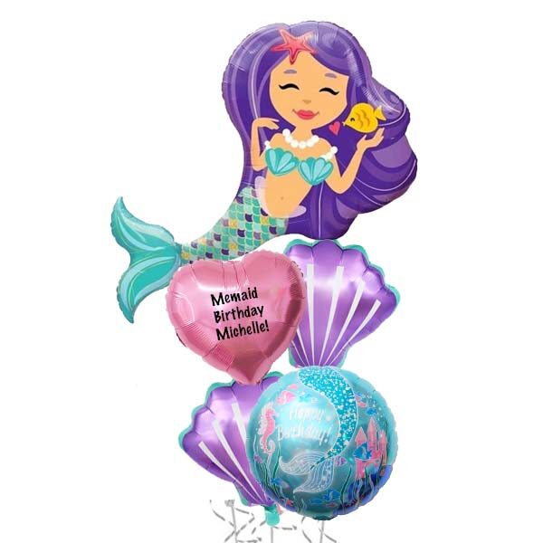 Mermaid Shells Birthday Balloon Bouquet