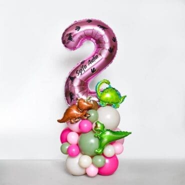 Dino Pink Party Balloon Column Centerpiece