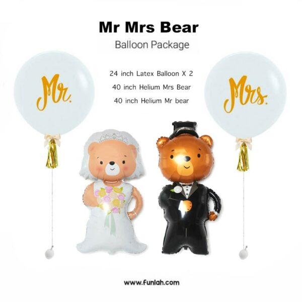 Mr Mrs Bear Wedding Balloon Package