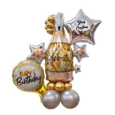 Celebrate Champagne Happy Birthday Balloon Table Centerpiece