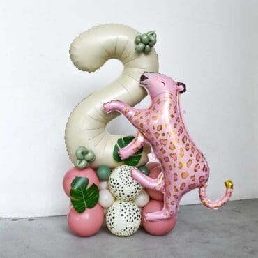 Safari Pink Cheetah Digit Balloon Centerpiece
