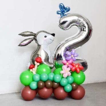 Woodland Rabbit Digit Balloon Centerpiece