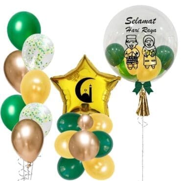 Selamat Hari Raya Green & Gold Balloon Package