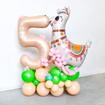 Llama Flower Blossoms Digit Balloon Centerpiece