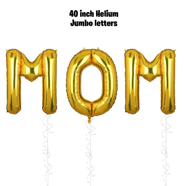 Mothers Day MOM 40 inch gold helium balloon