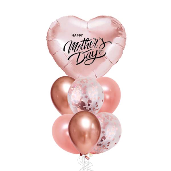 Mothers day Rose gold Hearts Balloon bouquet